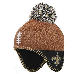 New Orleans Saints Preschool Football Head Knit Hat with Pom Brown - NFL