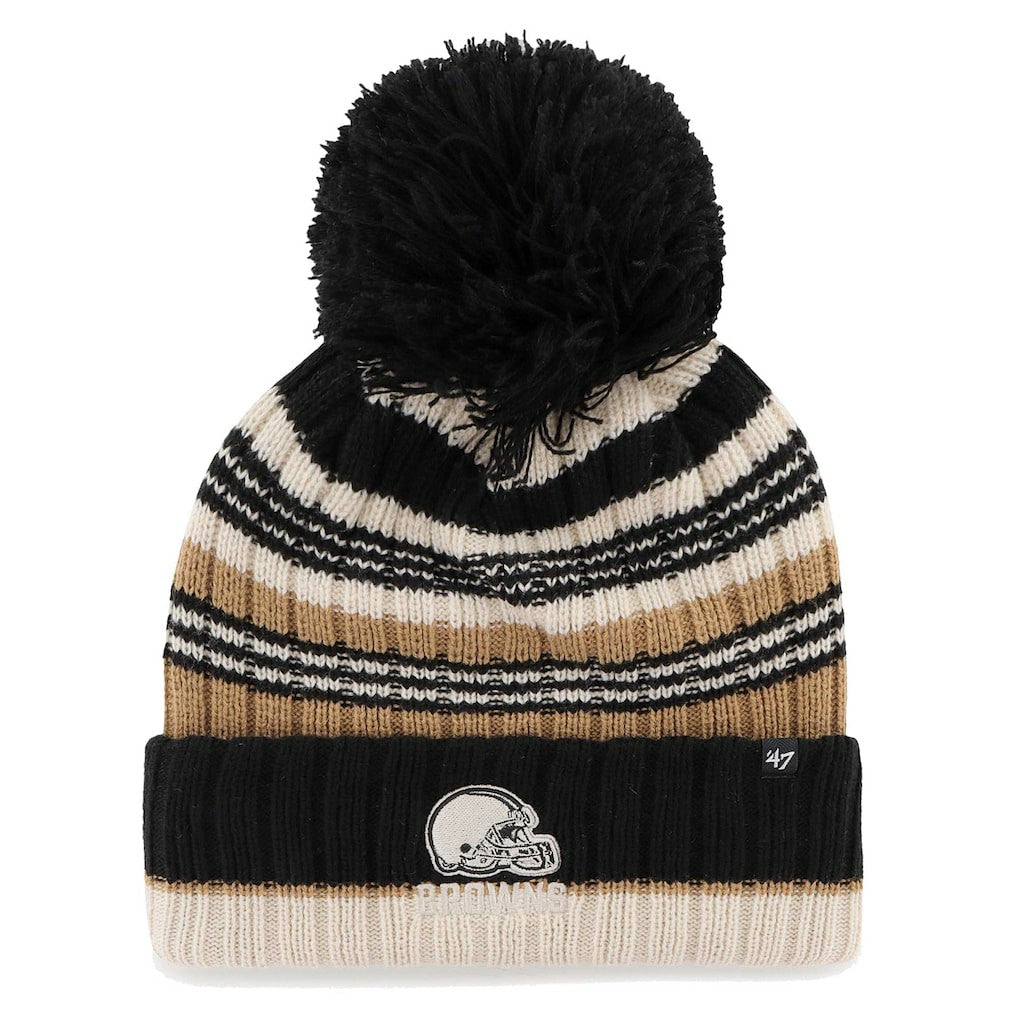 Cleveland Browns '47 Women's Barista Cuffed Knit Hat with Pom Natural - 47 brand