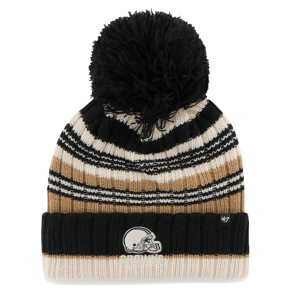 Cleveland Browns '47 Women's Barista Cuffed Knit Hat with Pom Natural - 47 brand