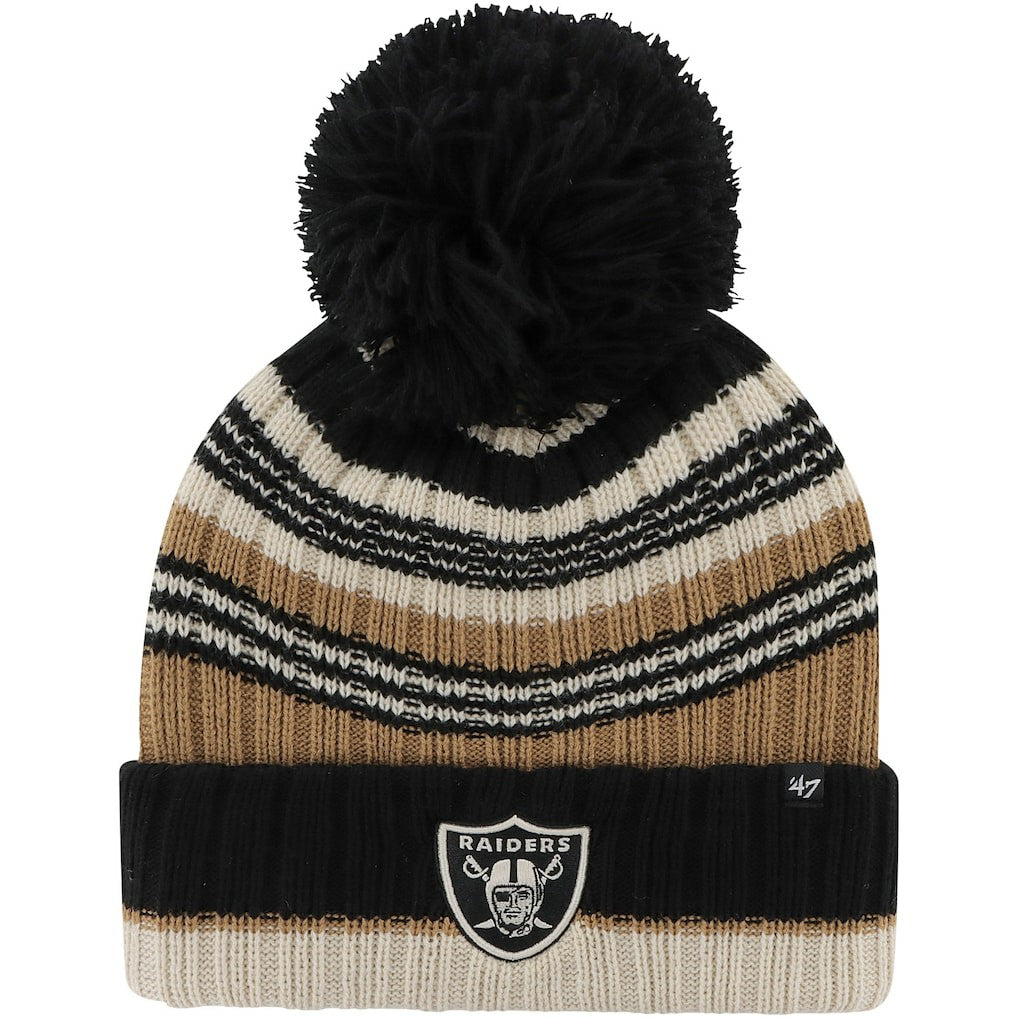 Las Vegas Raiders '47 Women's Barista Cuffed Knit Hat with Pom Natural - 47 brand