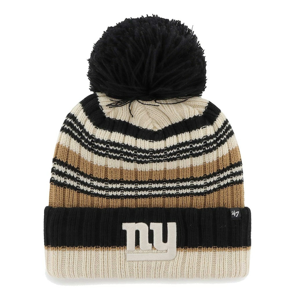 New York Giants '47 Women's Barista Cuffed Knit Hat with Pom Natural - 47 brand