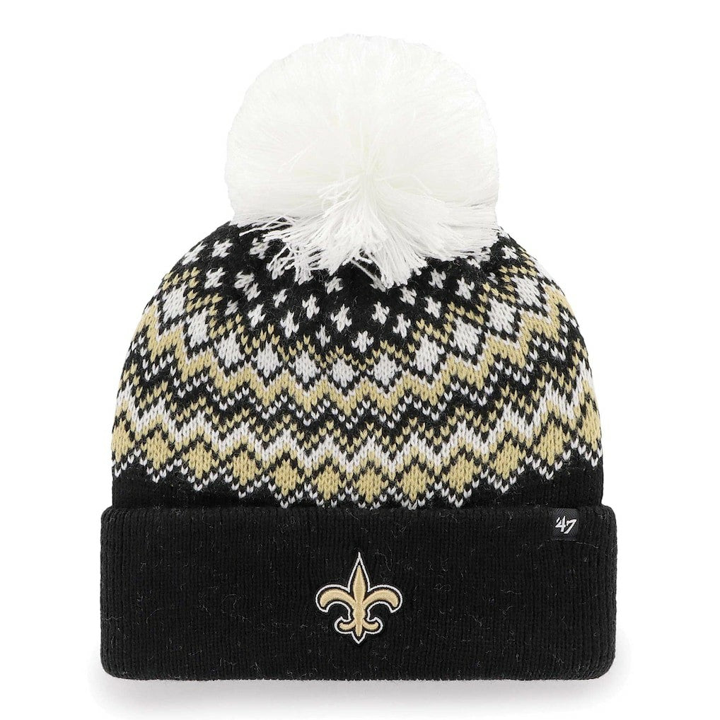 New Orleans Saints '47 Women's Elsa Cuffed Knit Hat with Pom Black - 47 brand