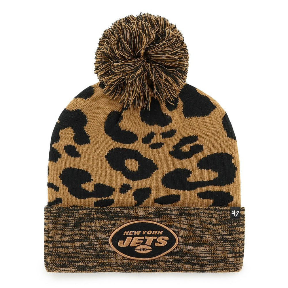 New York Jets '47 Women's Rosette Cuffed Knit Hat with Pom Brown - 47 brand