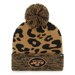 New York Jets '47 Women's Rosette Cuffed Knit Hat with Pom Brown - 47 brand