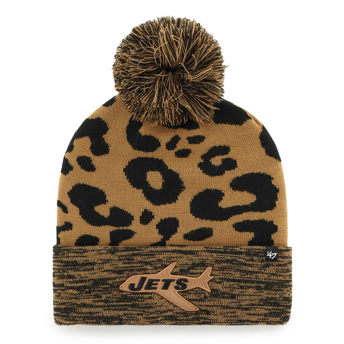 New York Jets '47 Women's Rosette Cuffed Knit Hat with Pom Brown - 47 brand
