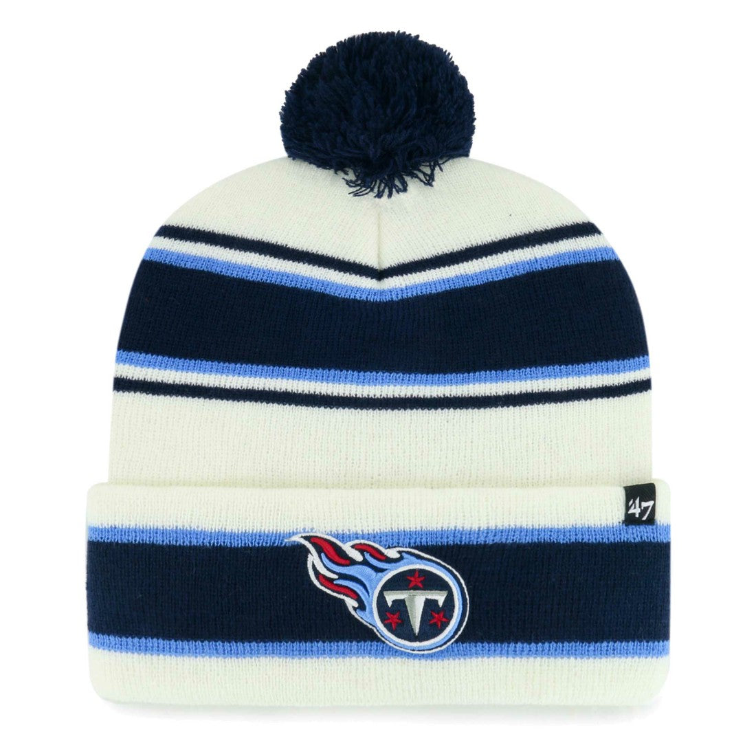 Tennessee Titans '47 Youth Stripling Cuffed Knit Hat with Pom White - 47 brand