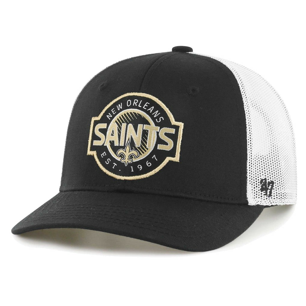 New Orleans Saints '47 Youth Scramble Adjustable Trucker Hat Black/White - 47 brand