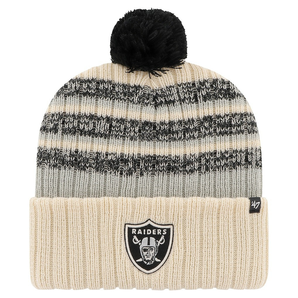 Las Vegas Raiders '47 Tavern Cuffed Knit Hat with Pom Natural - 47 brand