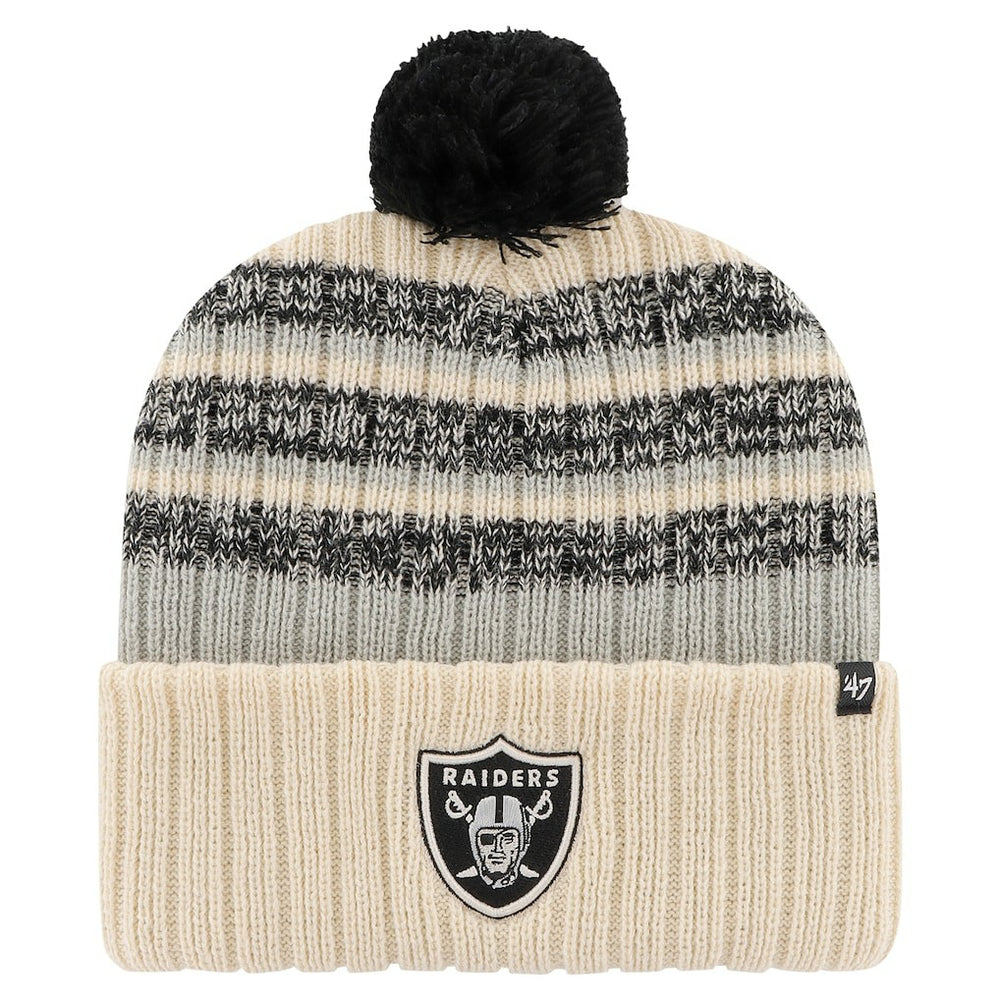 Las Vegas Raiders '47 Tavern Cuffed Knit Hat with Pom Natural - 47 brand