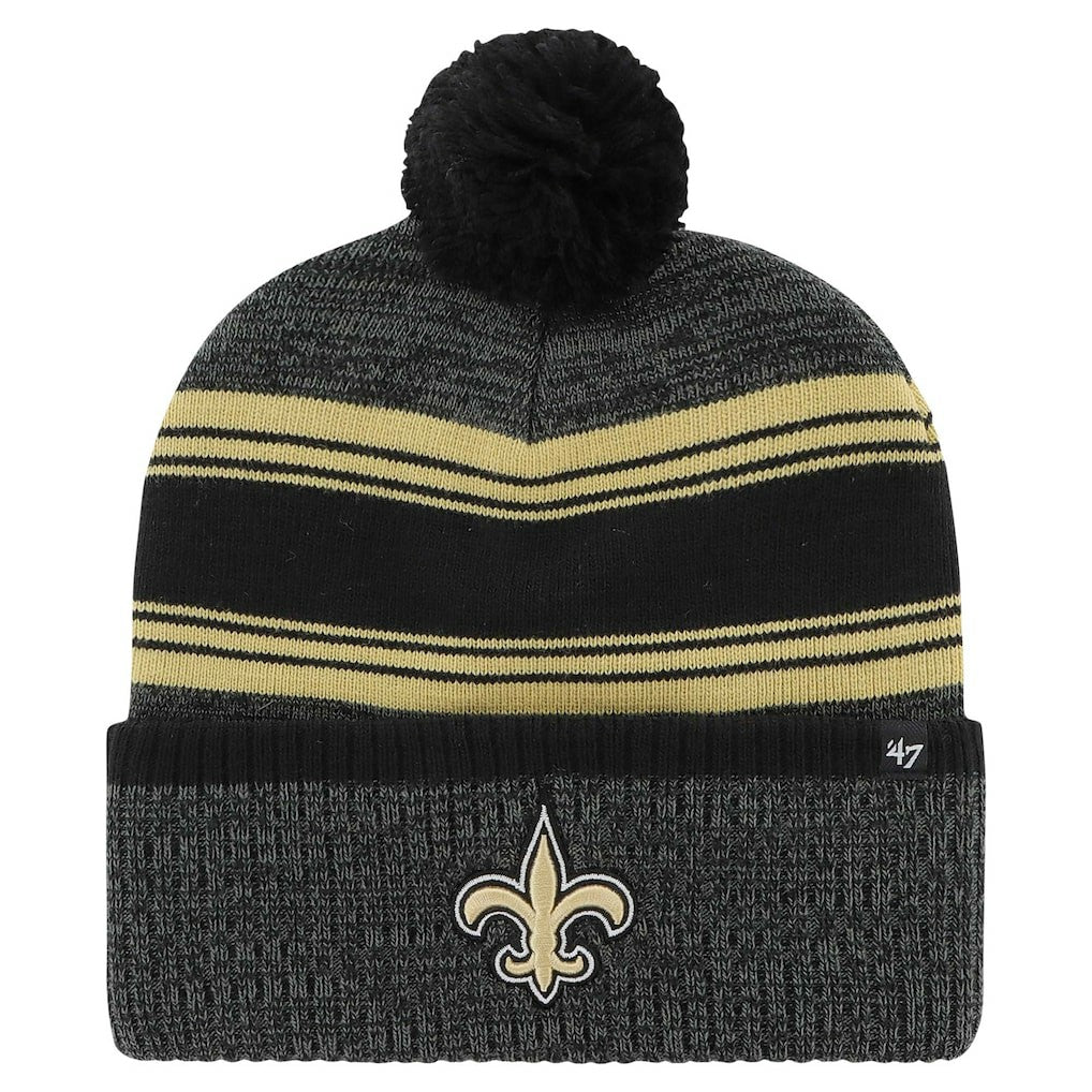 New Orleans Saints '47 Fadeout Cuffed Knit Hat with Pom Black - 47 brand