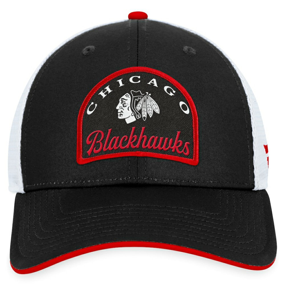Chicago Blackhawks Fanatics Fundamental Adjustable Hat Black/White