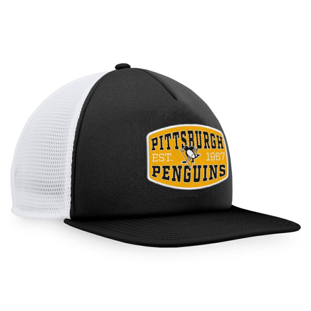 Pittsburgh Penguins Fanatics Foam Front Patch Trucker Snapback Hat Black/White