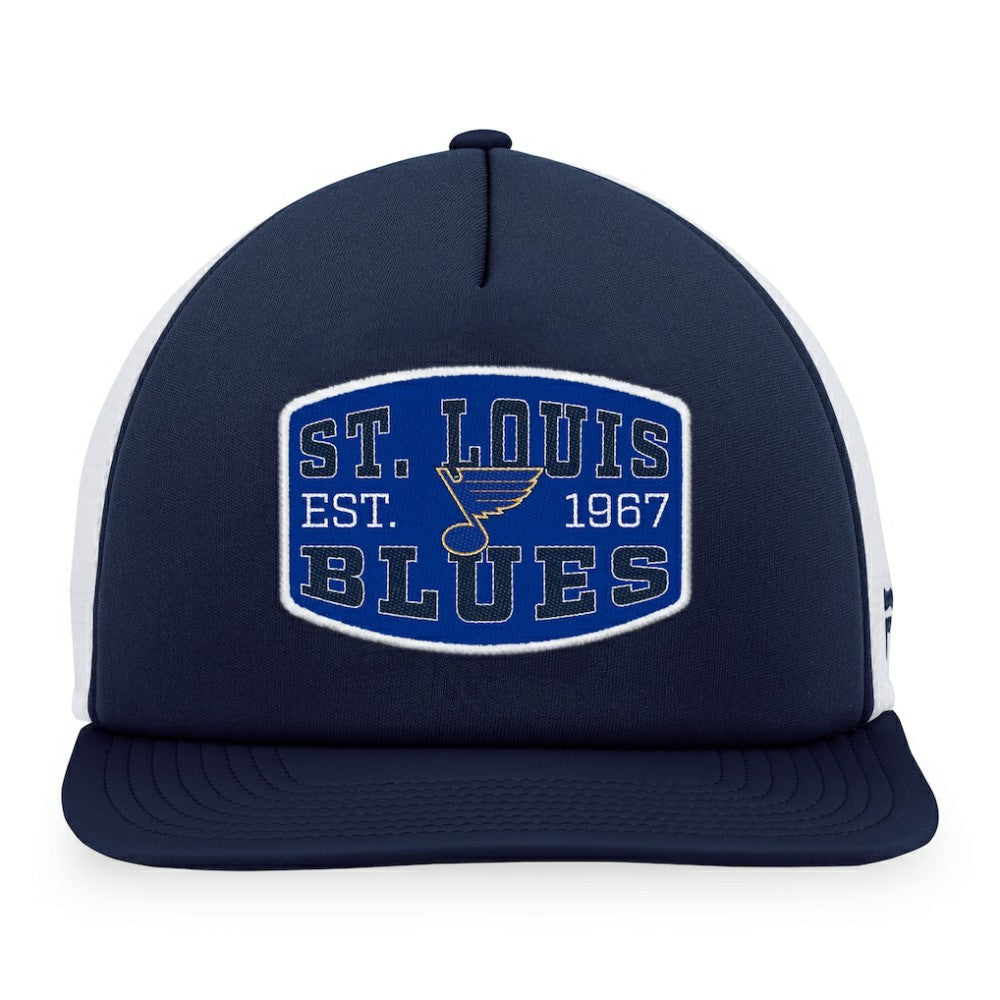 St. Louis Blues - Fanatics Foam Front Patch Trucker Snapback Hat Navy/White