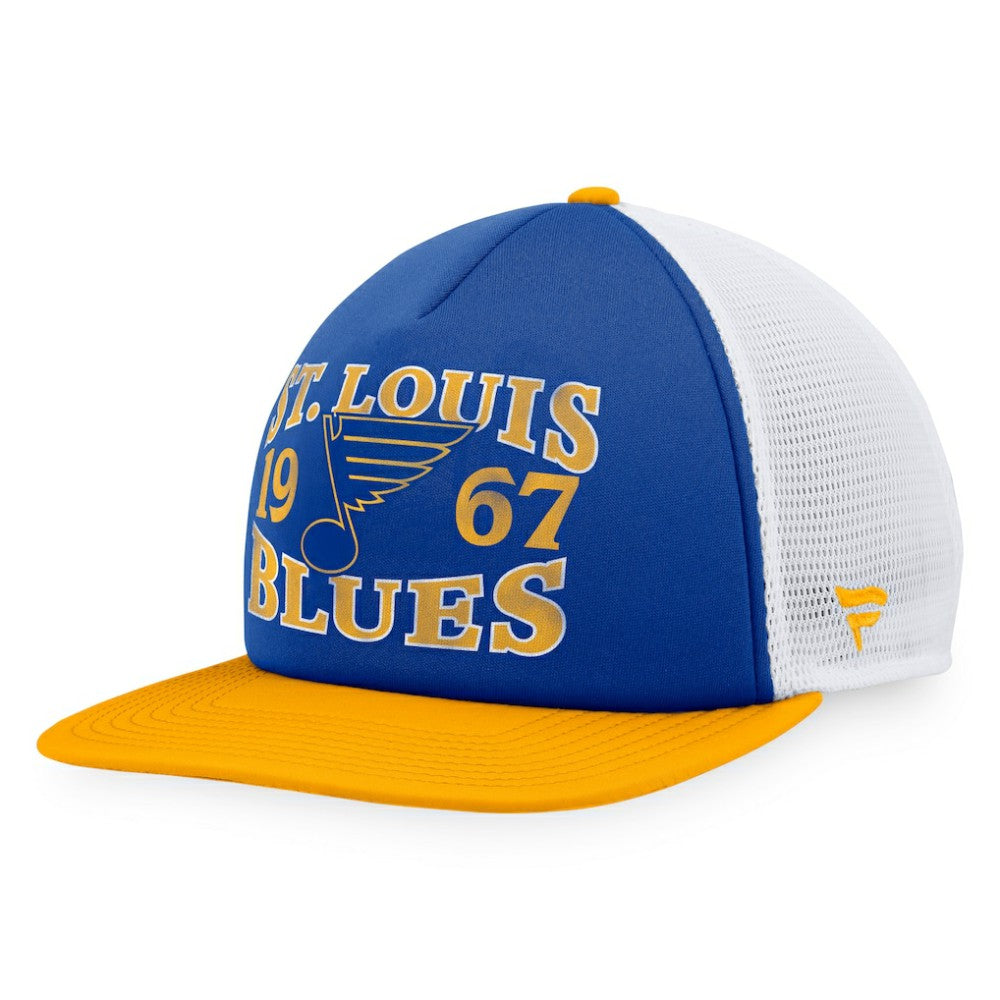 St. Louis Blues - Fanatics Heritage Vintage Foam Front Trucker Snapback Hat Blue/Gold