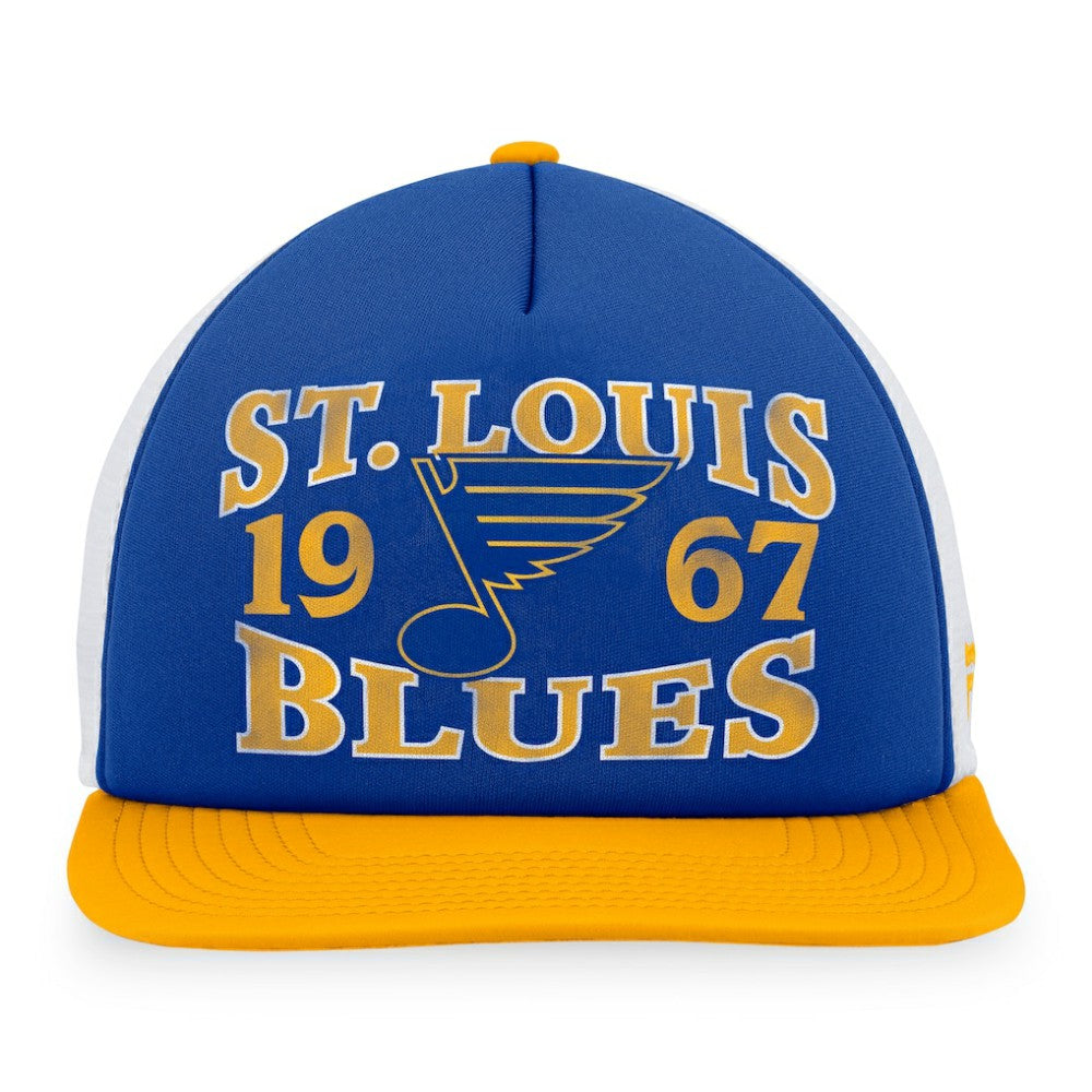 St. Louis Blues - Fanatics Heritage Vintage Foam Front Trucker Snapback Hat Blue/Gold