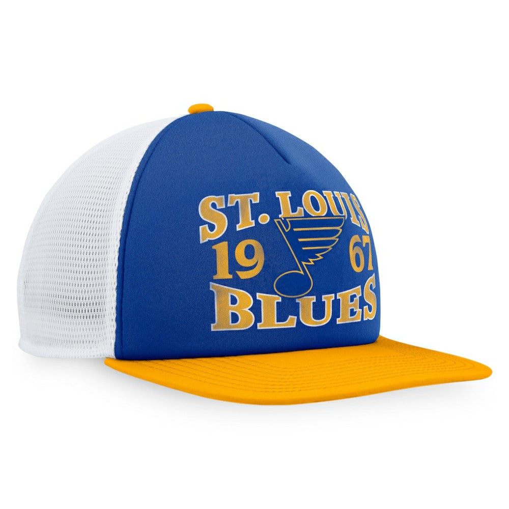 St. Louis Blues - Fanatics Heritage Vintage Foam Front Trucker Snapback Hat Blue/Gold