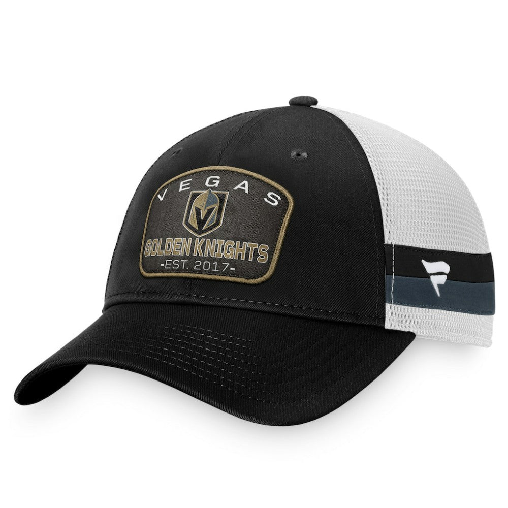 Vegas Golden Knights Fanatics Fundamental Striped Trucker Adjustable Hat Black/White