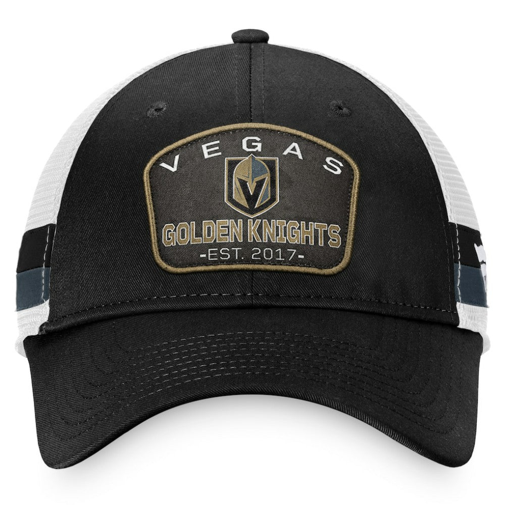 Vegas Golden Knights Fanatics Fundamental Striped Trucker Adjustable Hat Black/White
