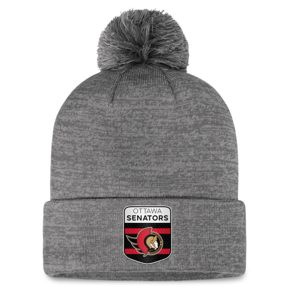 Ottawa Senators - Fanatics Authentic Pro Home Ice Cuffed Knit Hat with Pom Gray