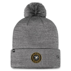 Pittsburgh Penguins Fanatics Authentic Pro Home Ice Cuffed Knit Hat with Pom Gray