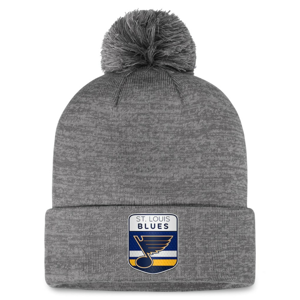 St. Louis Blues - Fanatics Authentic Pro Home Ice Cuffed Knit Hat with Pom Gray
