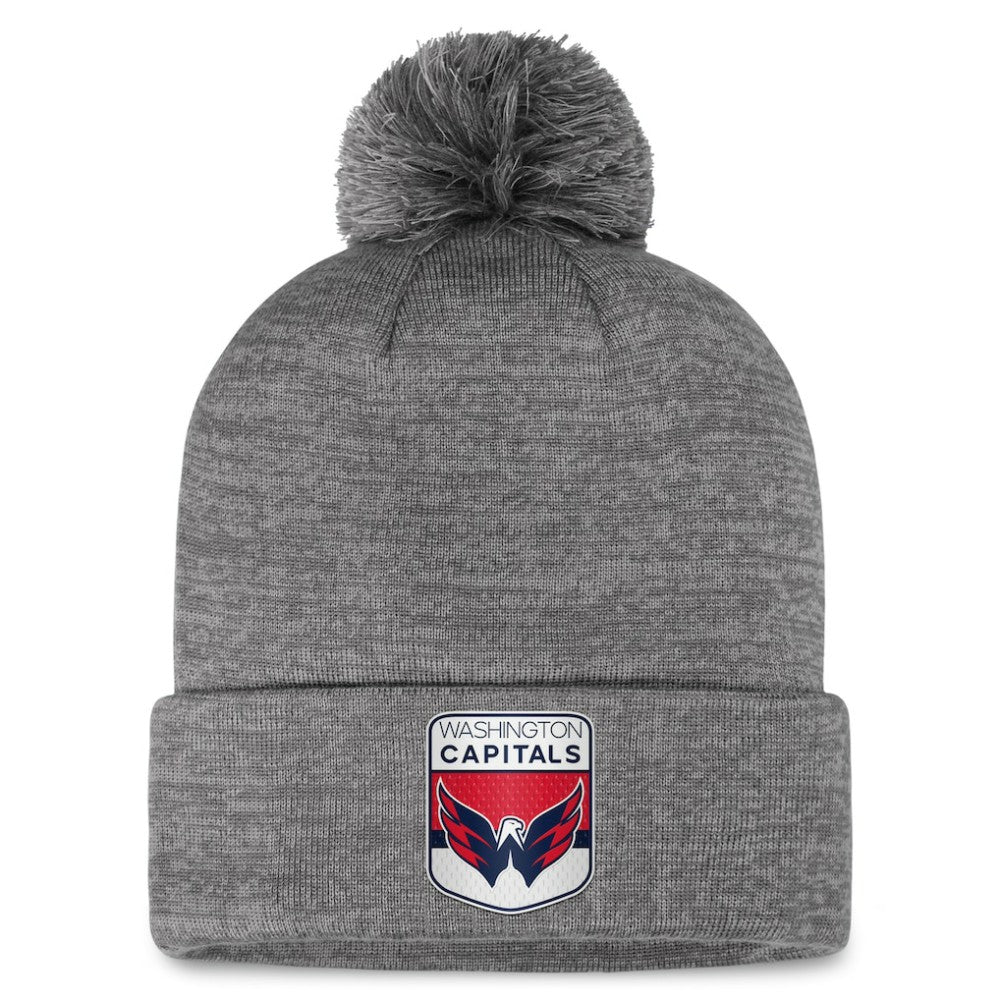 Washington Capitals Fanatics Authentic Pro Home Ice Cuffed Knit Hat with Pom Gray