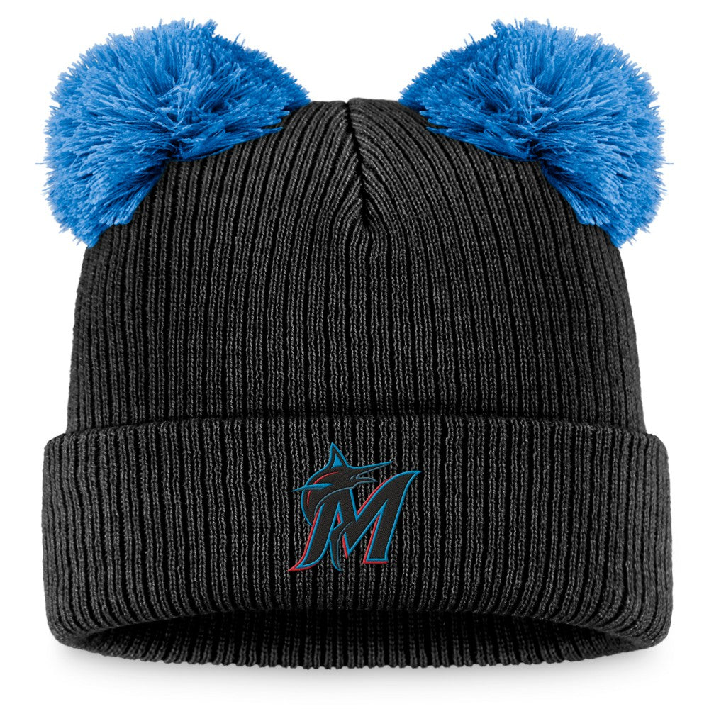 Miami Marlins Fanatics Women's Double Pom Cuffed Knit Hat On Sale