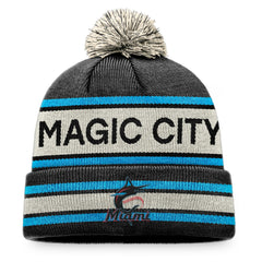 Miami Marlins Fanatics Hometown Slogan Cuffed Knit Hat with Pom On Sale