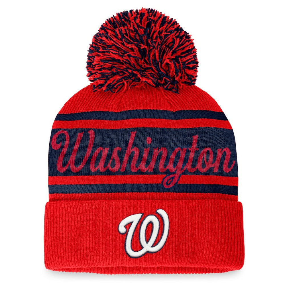 Washington Nationals Fanatics Women's Script Cuffed Knit Hat with Pom Lifestyle