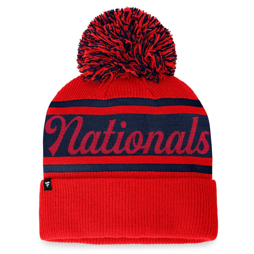 Washington Nationals Fanatics Women's Script Cuffed Knit Hat with Pom Lifestyle