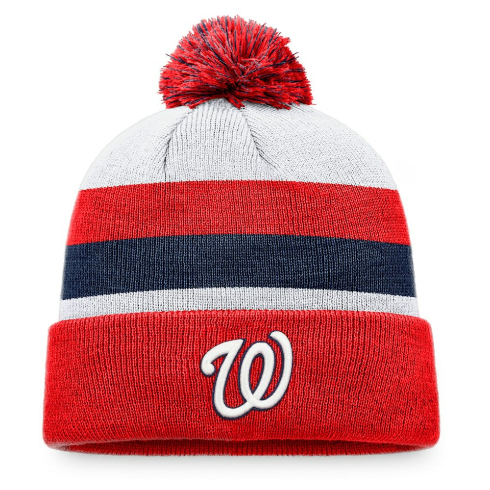 Washington Nationals Fanatics Stripe Cuffed Knit Hat with Pom Online