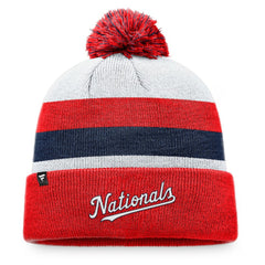 Washington Nationals Fanatics Stripe Cuffed Knit Hat with Pom Online