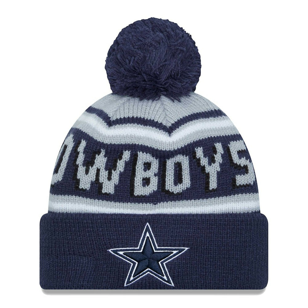 Dallas Cowboys New Era Main Cuffed Knit Hat with Pom Navy - NFL