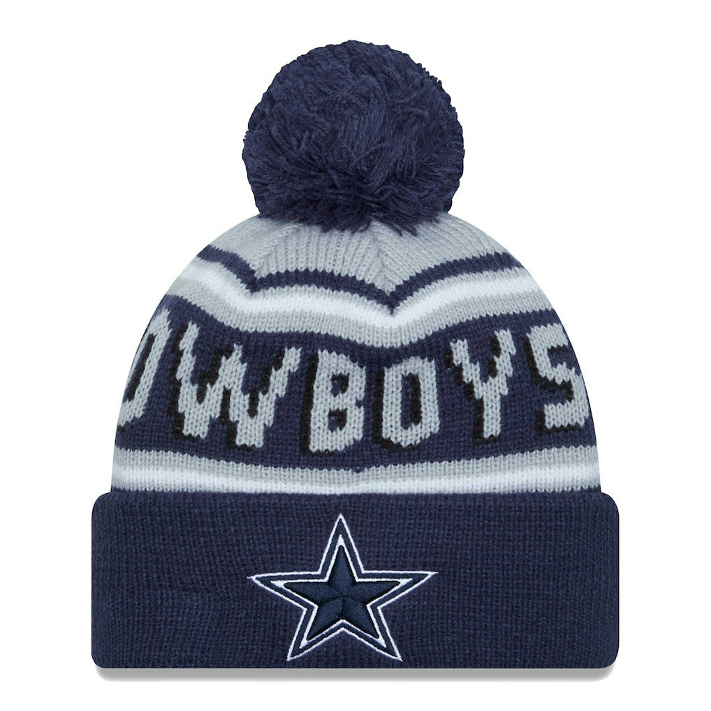 Dallas Cowboys New Era Main Cuffed Knit Hat with Pom Navy - NFL