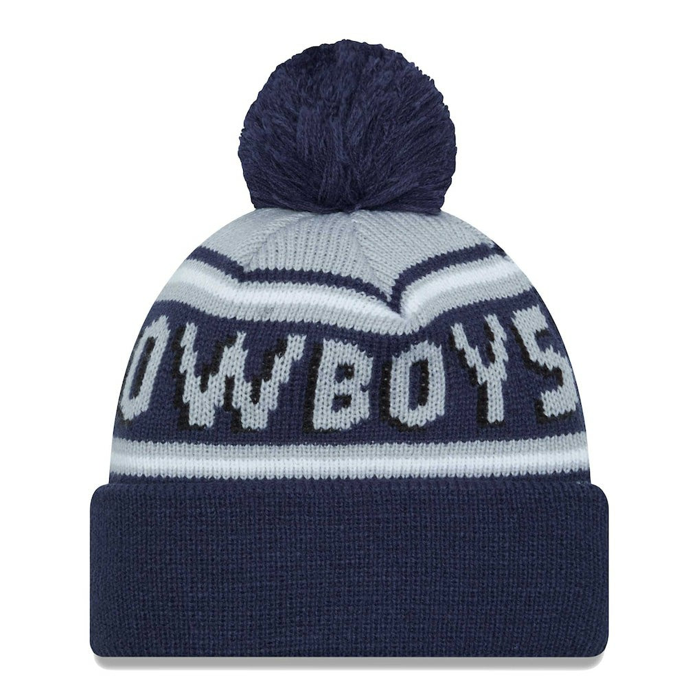 Dallas Cowboys New Era Main Cuffed Knit Hat with Pom Navy - NFL