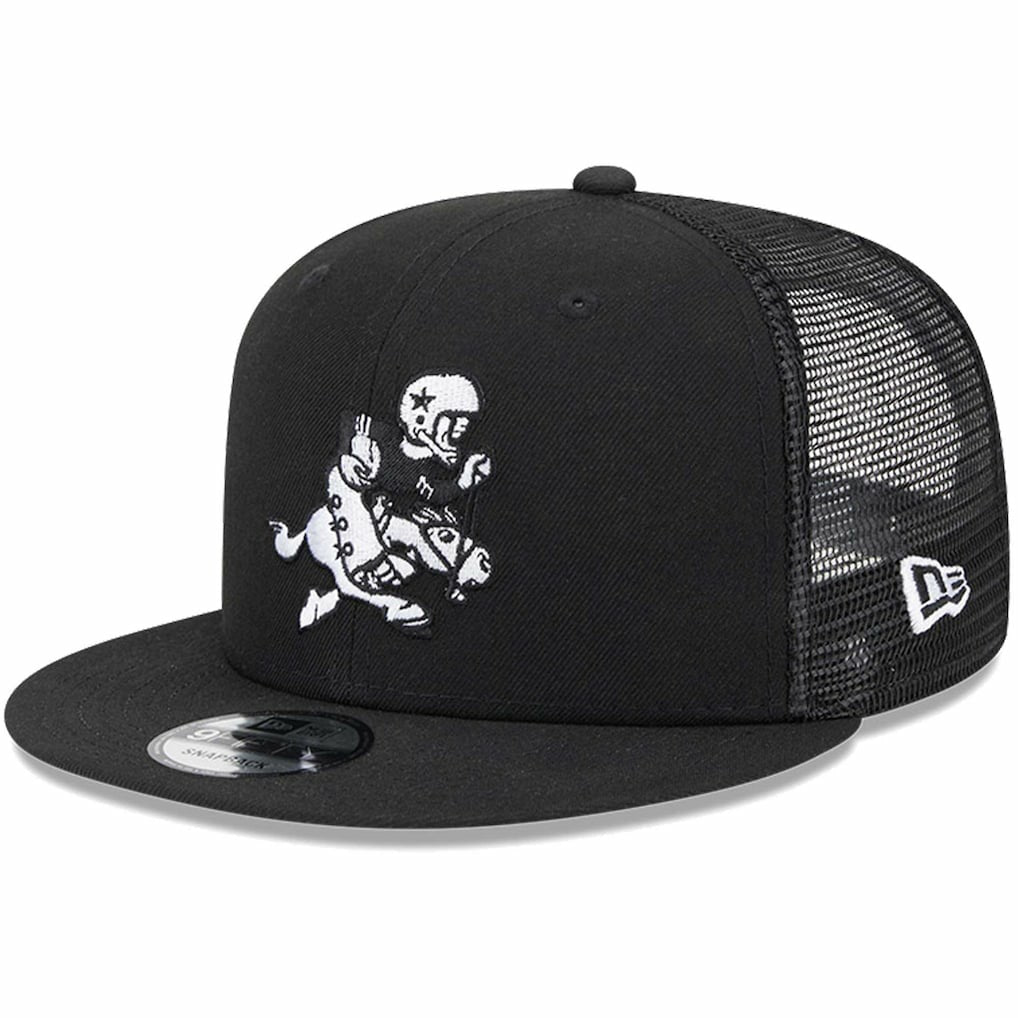 Dallas Cowboys New Era Retro Joe Main Trucker 9FIFTY Snapback Hat Black - NFL