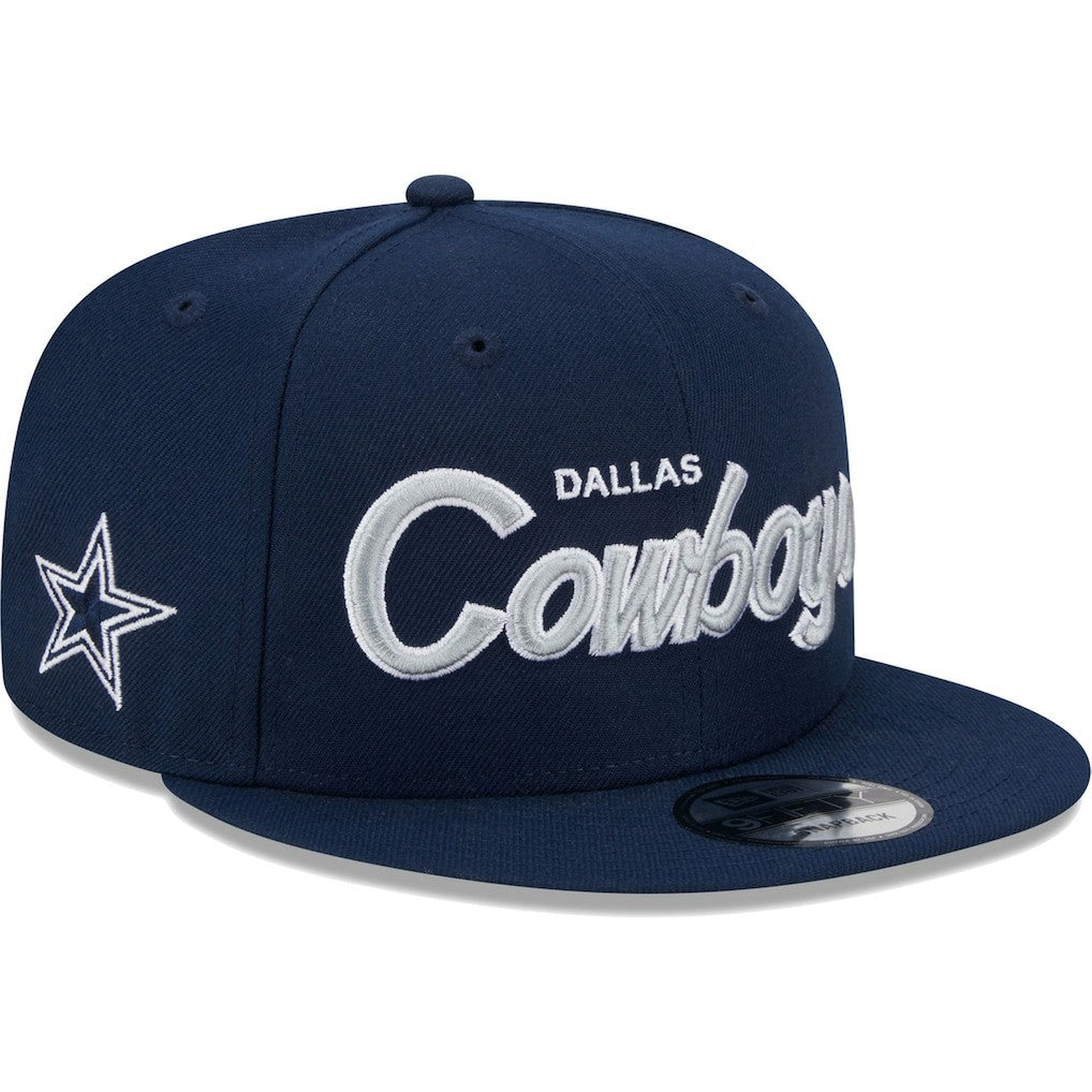 Dallas Cowboys New Era Main Script 9FIFTY Snapback Hat Navy - NFL