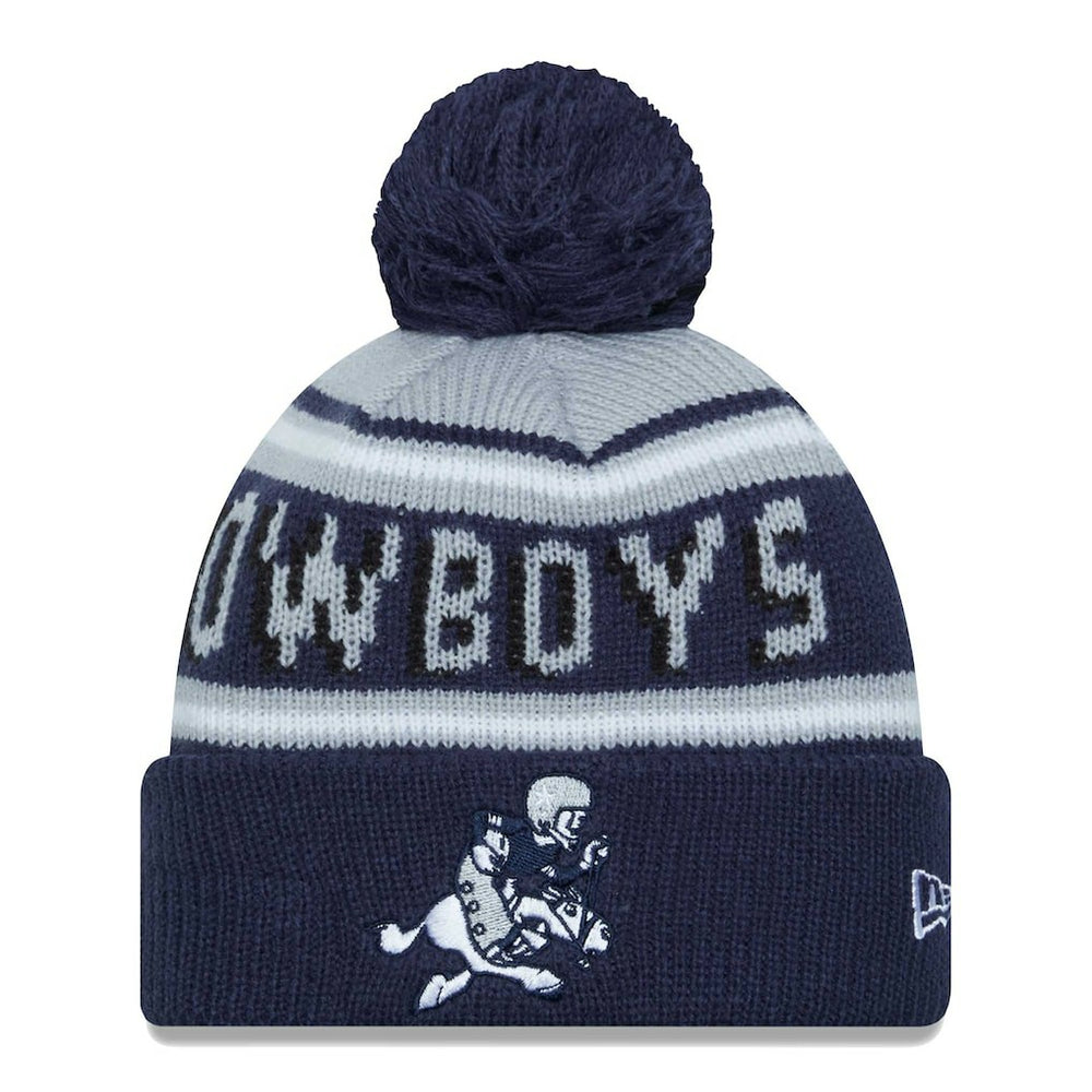 Dallas Cowboys New Era Youth Gridiron Classics Main Cuffed Knit Hat with Pom Gray/Navy - NFL