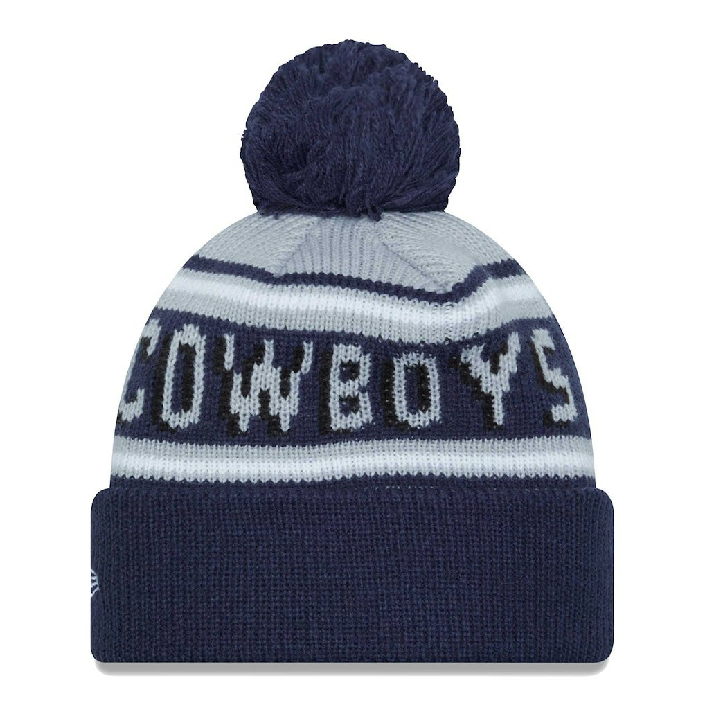 Dallas Cowboys New Era Youth Gridiron Classics Main Cuffed Knit Hat with Pom Gray/Navy - NFL