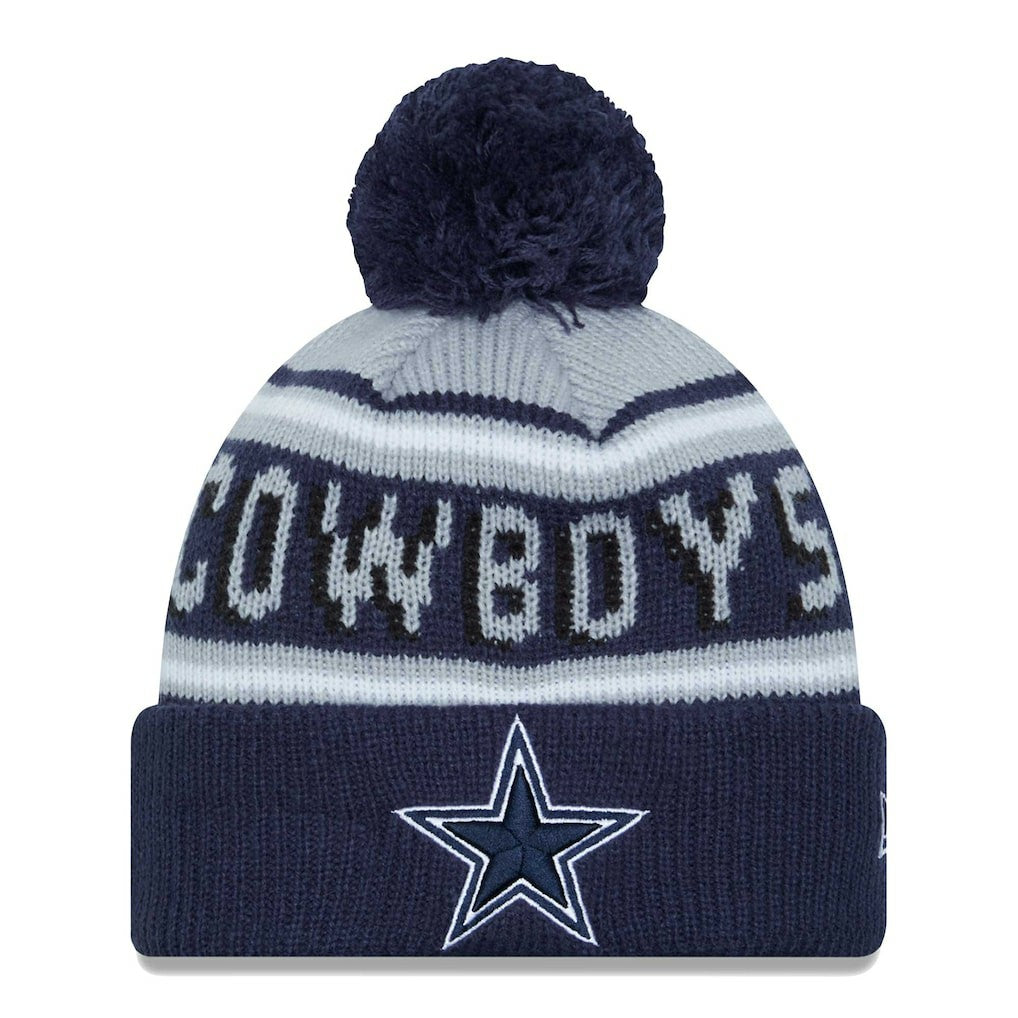 Dallas Cowboys New Era Youth Main Cuffed Knit Hat with Pom Gray/Navy - NFL