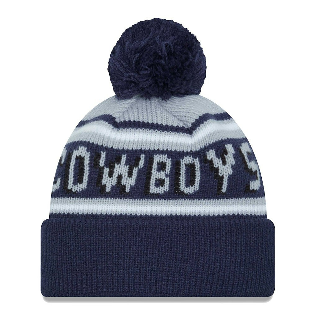 Dallas Cowboys New Era Youth Main Cuffed Knit Hat with Pom Gray/Navy - NFL