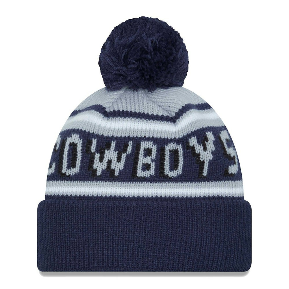 Dallas Cowboys New Era Youth Main Cuffed Knit Hat with Pom Gray/Navy - NFL