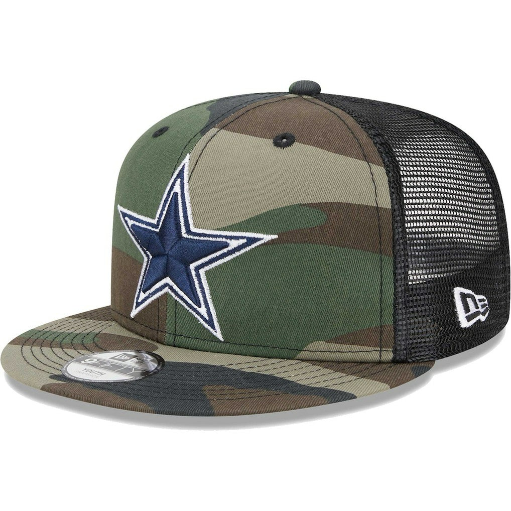 Dallas Cowboys New Era Youth Main Trucker 9FIFTY Snapback Hat Camo - NFL