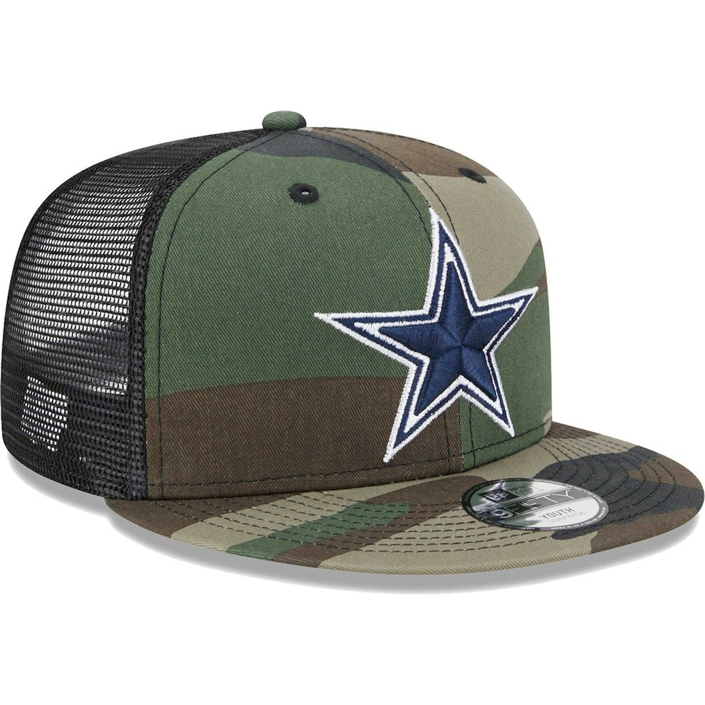 Dallas Cowboys New Era Youth Main Trucker 9FIFTY Snapback Hat Camo - NFL