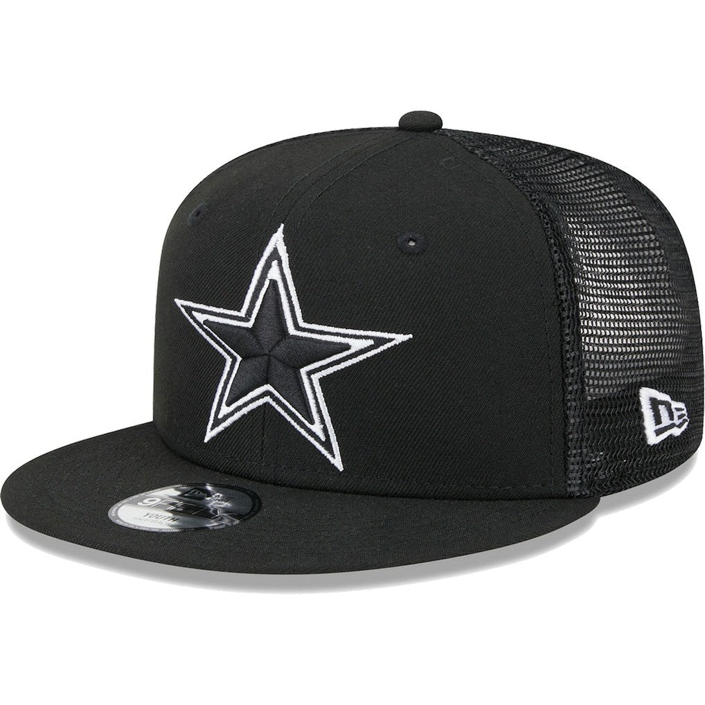 Dallas Cowboys New Era Youth Main B-Dub 9FIFTY Trucker Adjustable Hat Black - NFL