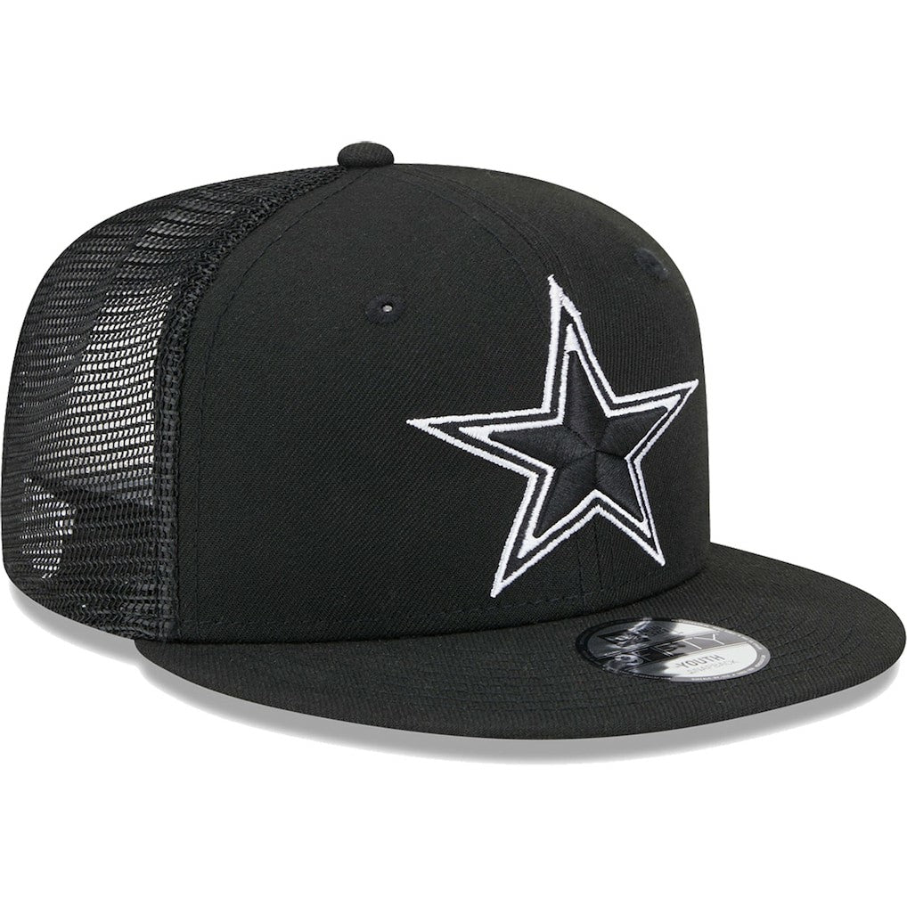 Dallas Cowboys New Era Youth Main B-Dub 9FIFTY Trucker Adjustable Hat Black - NFL