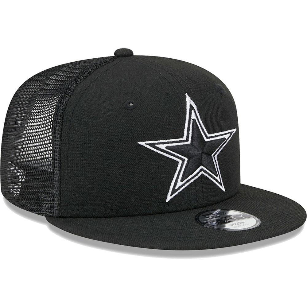 Dallas Cowboys New Era Youth Main B-Dub 9FIFTY Trucker Adjustable Hat Black - NFL
