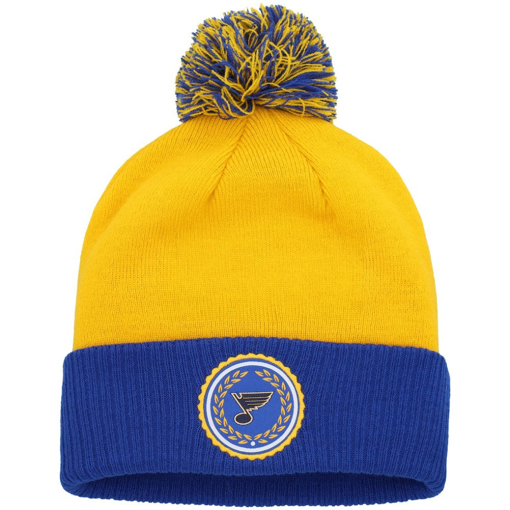 St. Louis Blues - adidas Women's Laurel Cuffed Knit Hat with Pom Gold