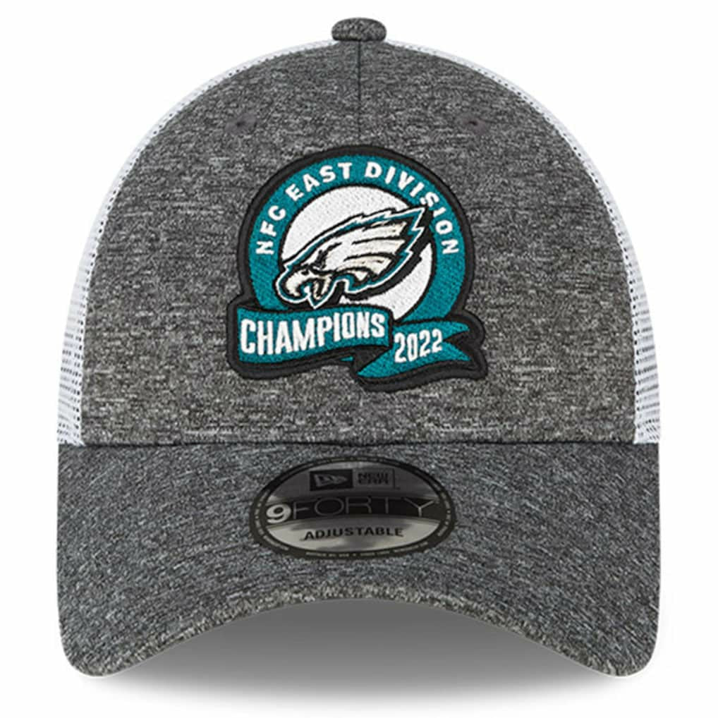 Philadelphia Eagles New Era 2022 NFC East Division Champions Locker Room 9FORTY Adjustable Hat Heather Gray - NFL