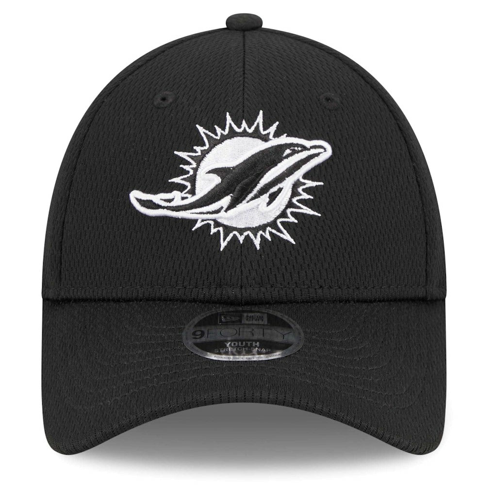 Miami Dolphins New Era Youth Main B-Dub 9FORTY Adjustable Hat Black - NFL